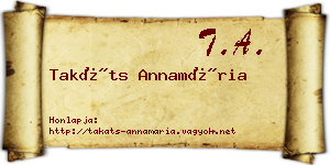 Takáts Annamária névjegykártya